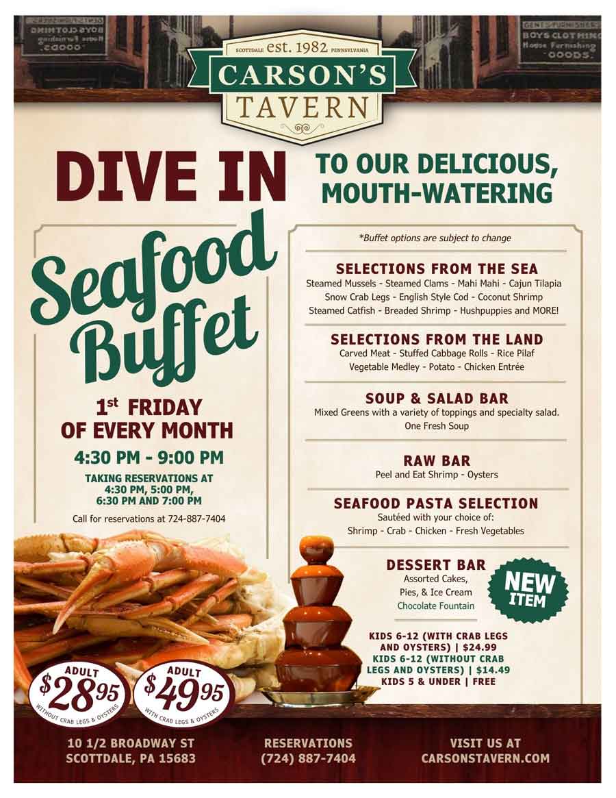 Carson's Tavern in Scottsdale has a weekly seafood buffet for dinner