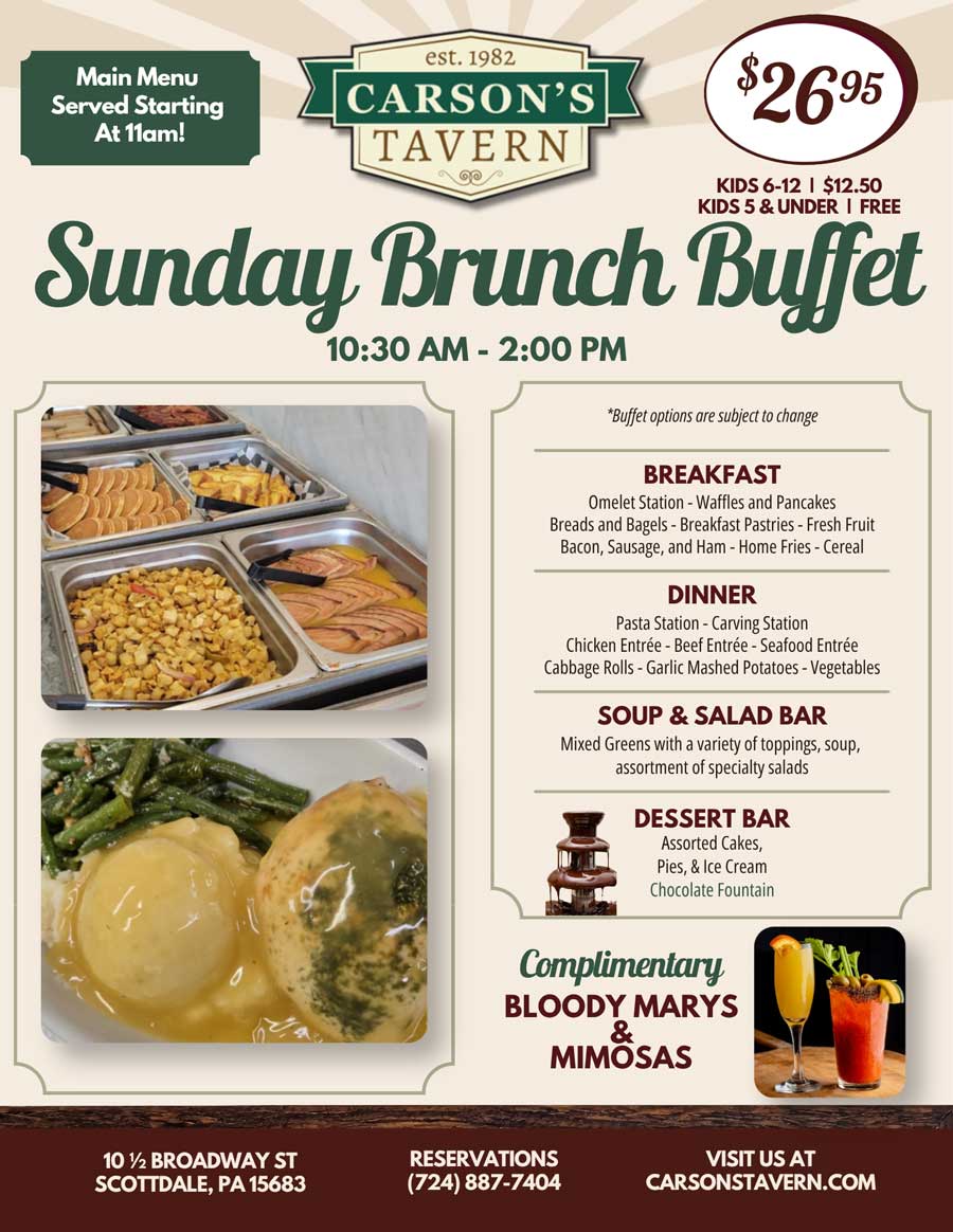 Sunday Brunch Buffet Carsons Tavern